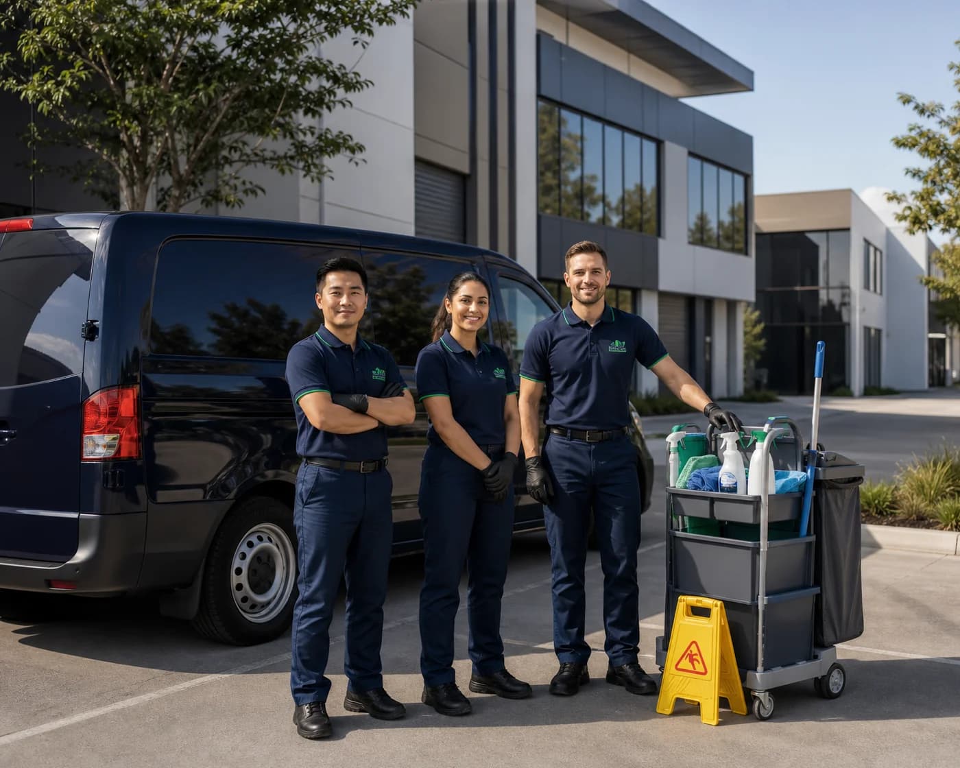 ANZ high-pressure cleaning team and van in Castle Hill Hills District