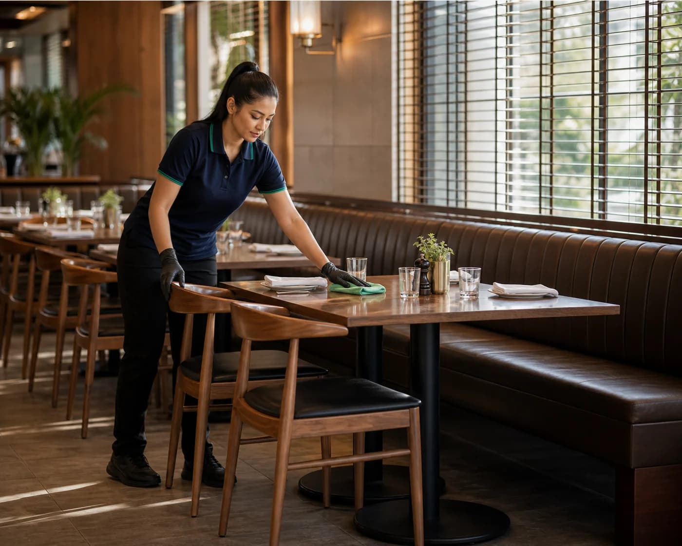 Restaurant booth cleaning Castle Hill — booth and table sanitisation Hills District