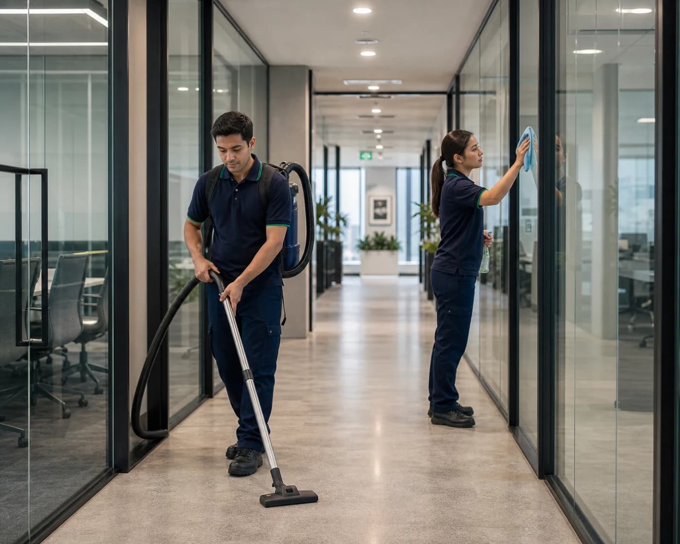 Office corridor window cleaning Castle Hill — internal window cleaning Hills District